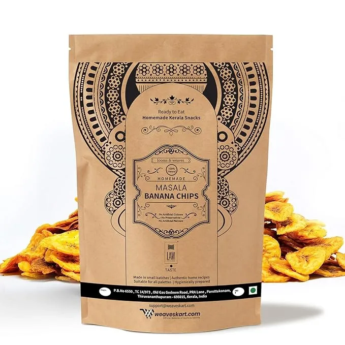 looms & weaves  Ready to eat Kerala Snacks Masala Banana Chips looms & weaves  Ready to eat Kerala Snacks Masala Banana Chips-Pack Size-250g