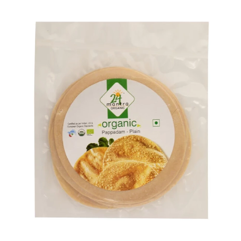 24 Mantra Organic Plain Pappad 24 Mantra Organic Plain Pappad-Pack Size-100 g