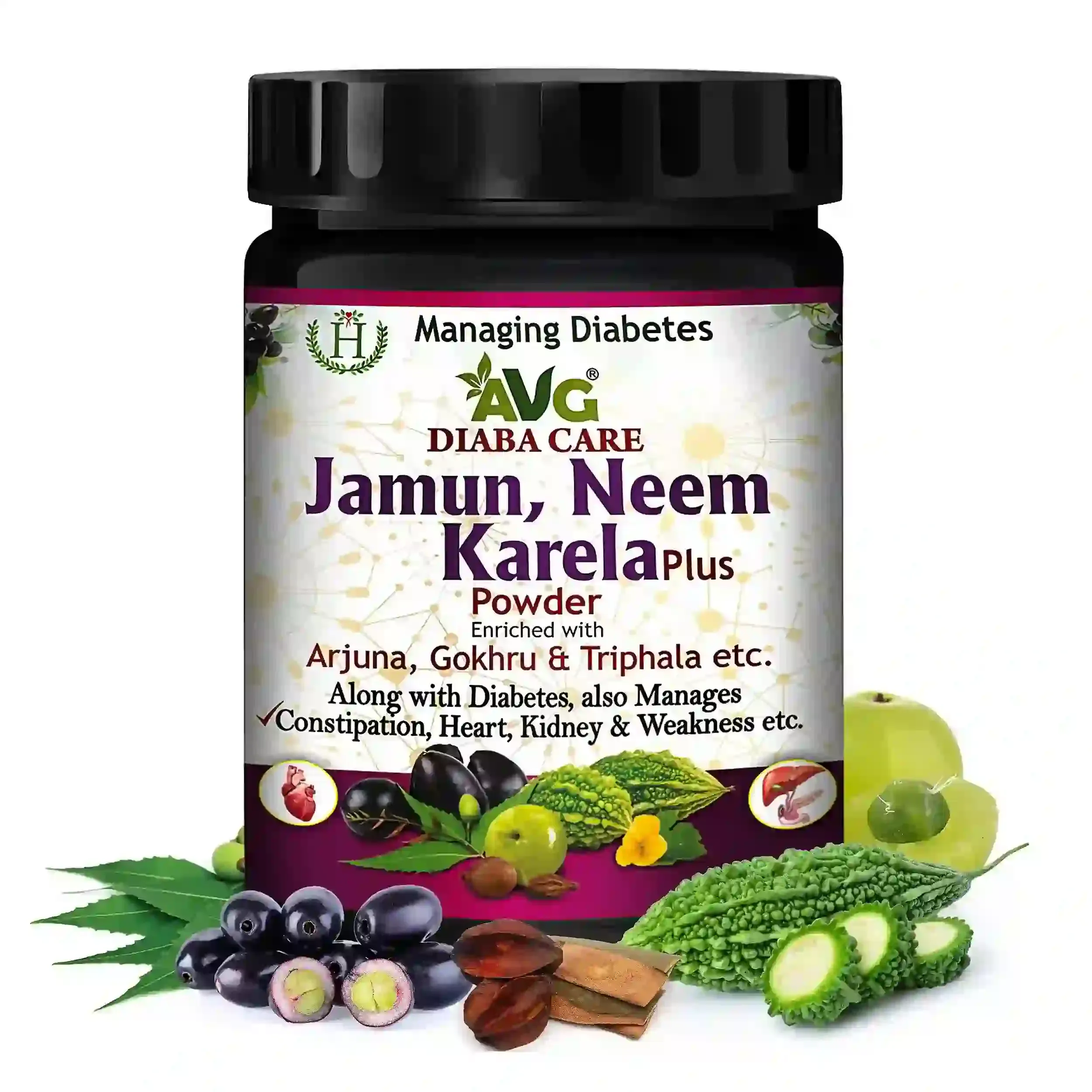 AVG Health Organics Diaba Care Jamun, Neem & Karela Plus Powder