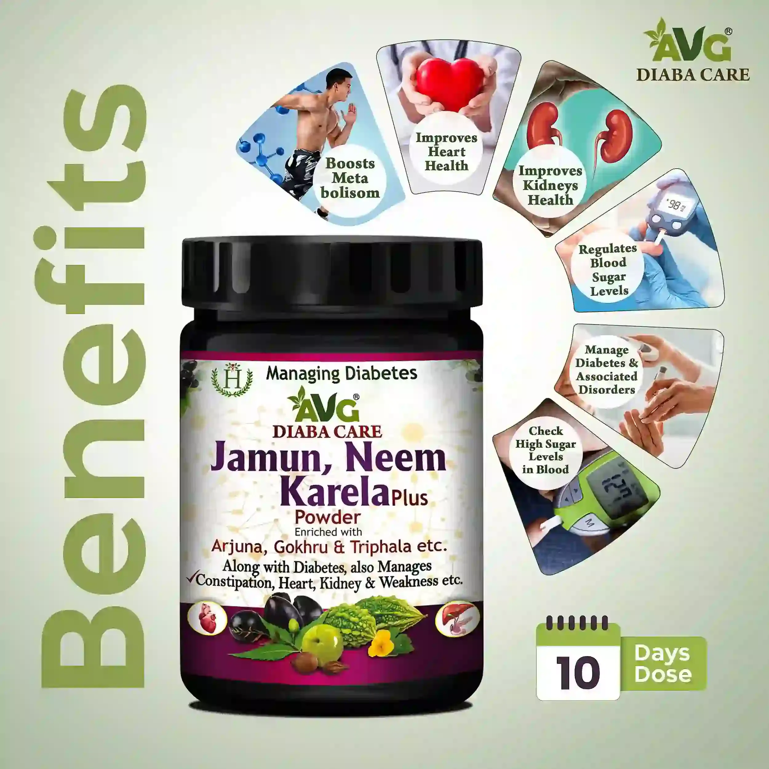 AVG Health Organics Diaba Care Jamun, Neem & Karela Plus Powder - Image 2