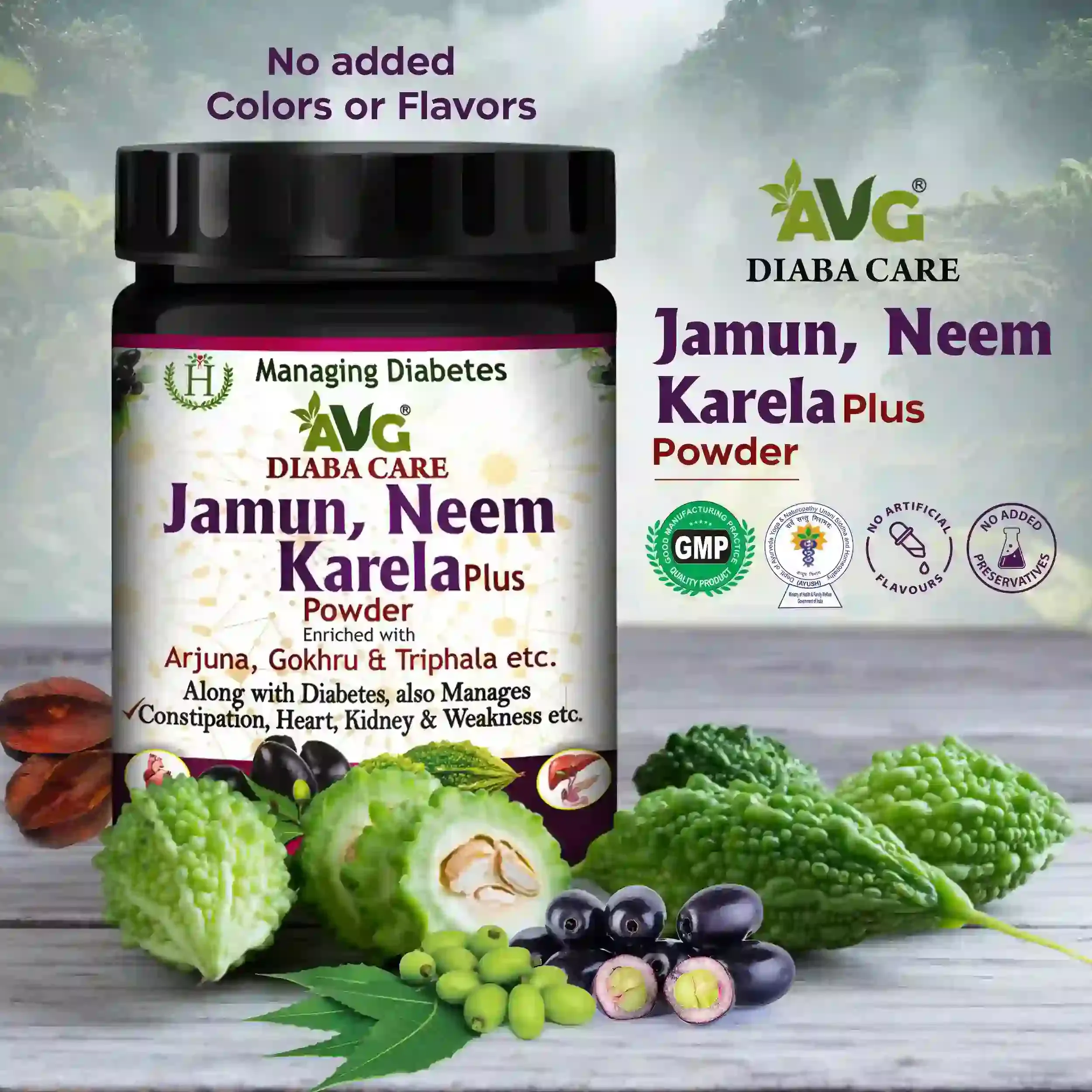 AVG Health Organics Diaba Care Jamun, Neem & Karela Plus Powder - Image 6