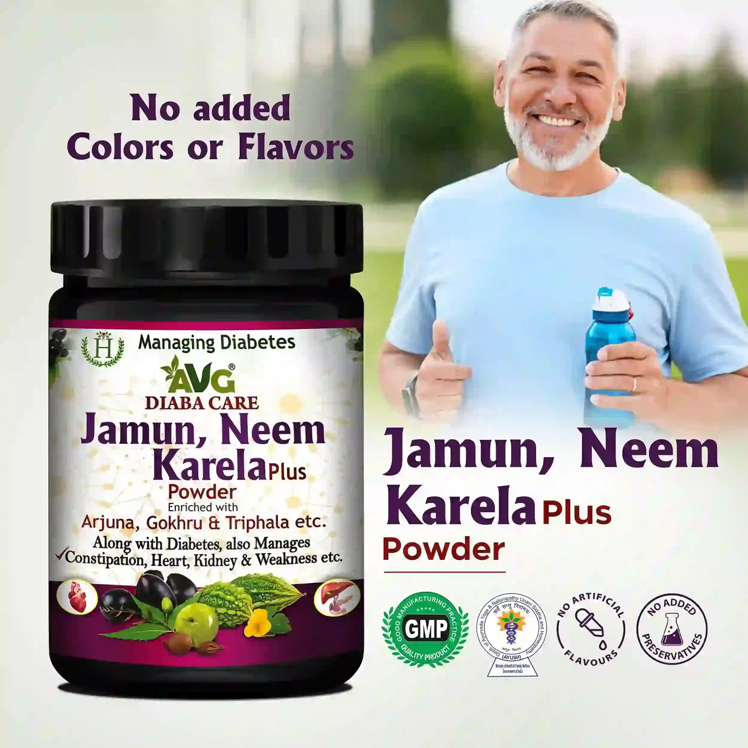 AVG Health Organics Diaba Care Jamun, Neem & Karela Plus Powder - Image 7