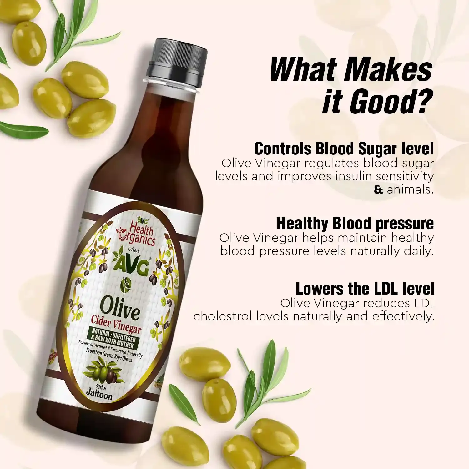 AVG Health Organics Olive Vinegar With Mother - Image 2