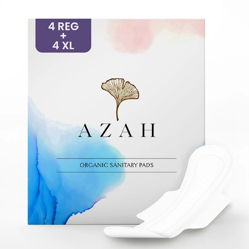 Azah 100 Organic Sanitary Pads (4 Regular & 4xl)