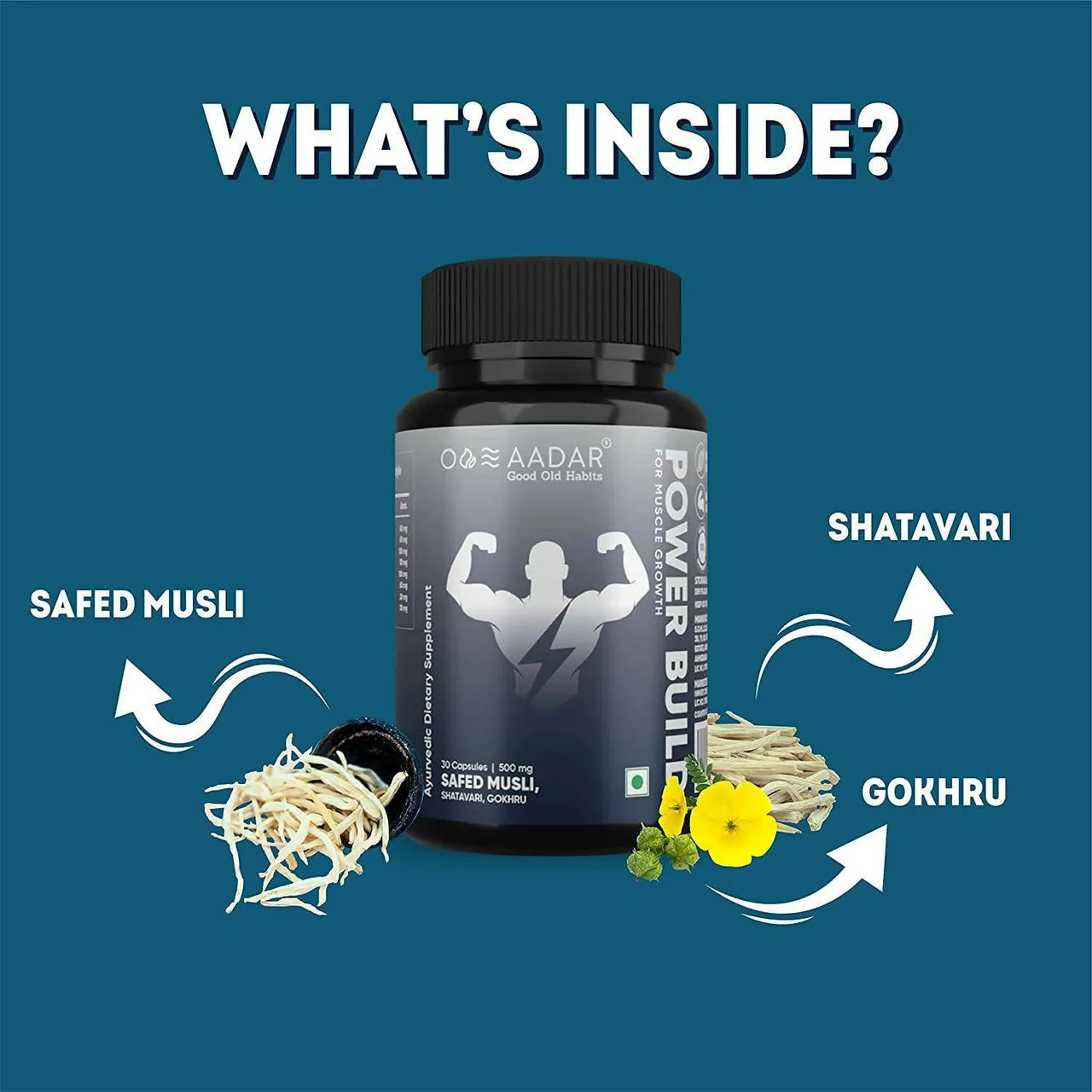 Aadar Power Build Safed Musli, Gokhru, Shatavari Capsules - Image 2