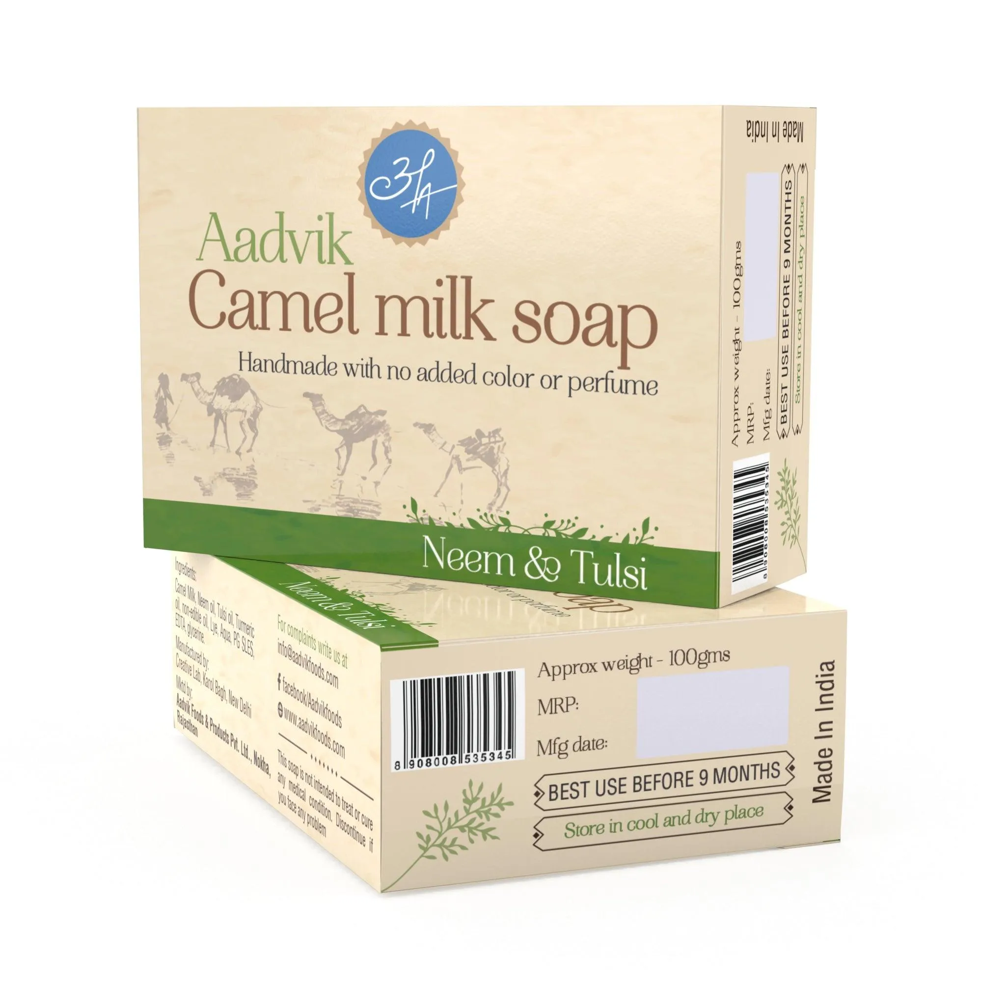 Aadvik Camel Milk Soap Neem & Tulsi - Image 2