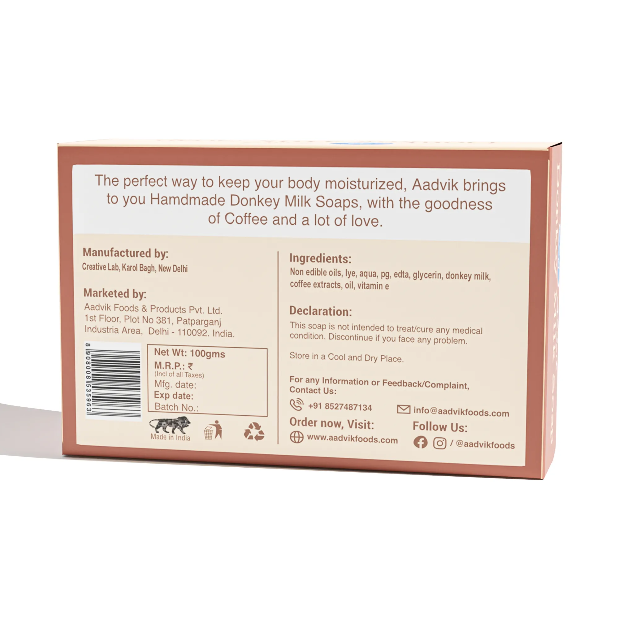 Aadvik Donkey Milk Soap Luxurious Skincare with Coffee Infusion - Image 2