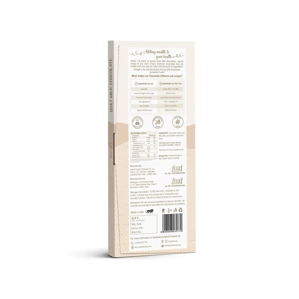 Aadvik Goat Milk Chocolate Classic White - Image 2