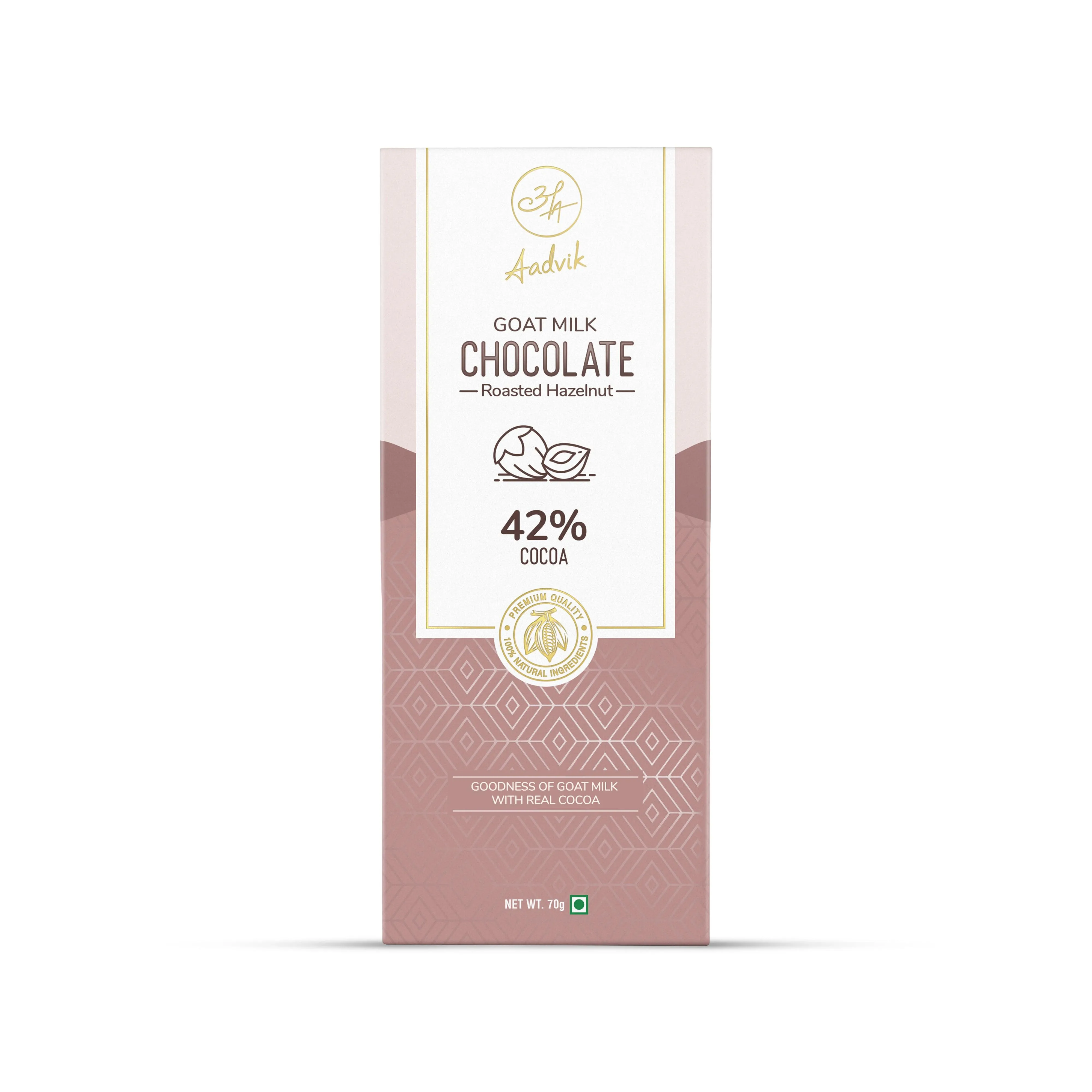 Aadvik Goat Milk Chocolate Roasted Hazelnut Aadvik Goat Milk Chocolate Roasted Hazelnut-Pack Size-70 g