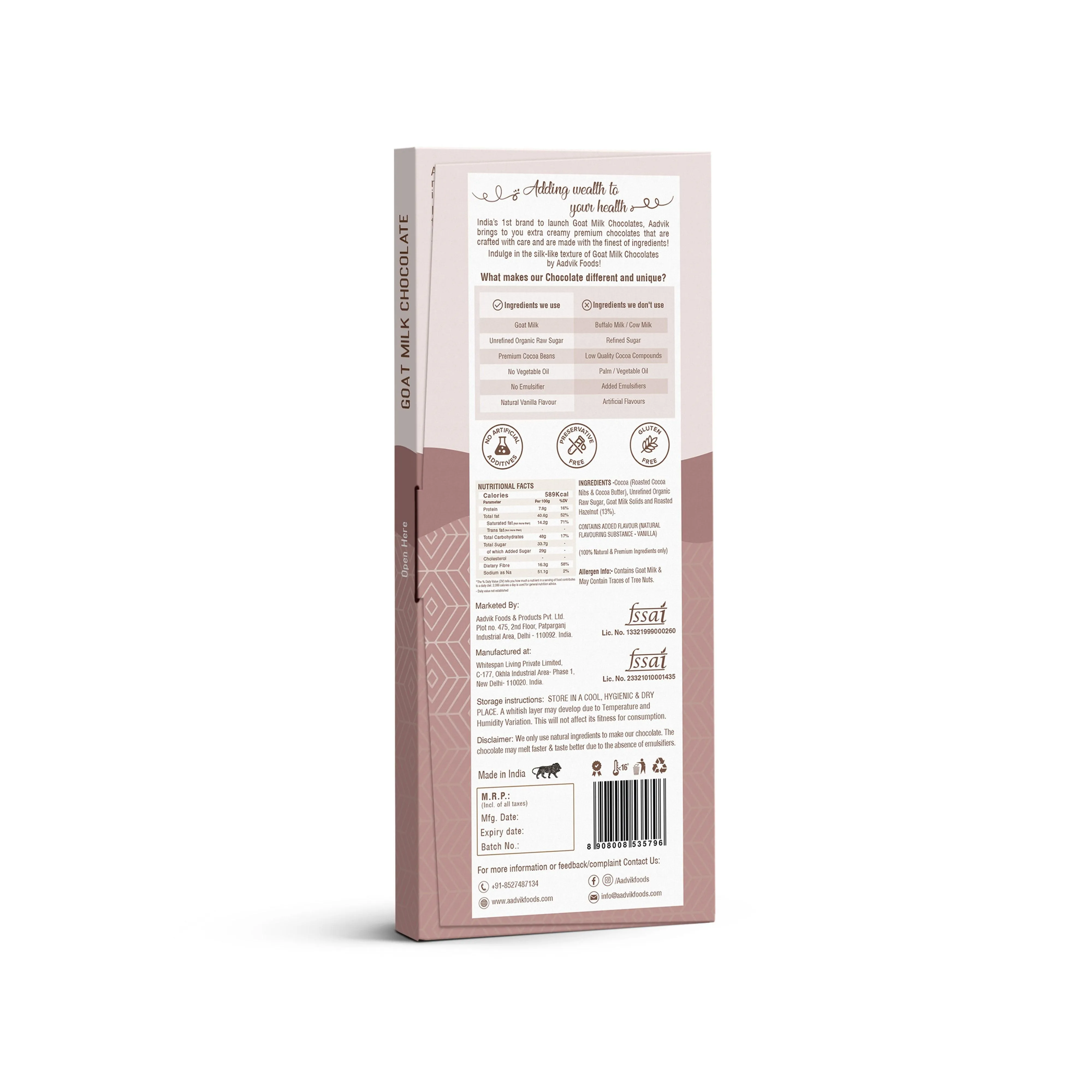 Aadvik Goat Milk Chocolate Roasted Hazelnut - Image 2