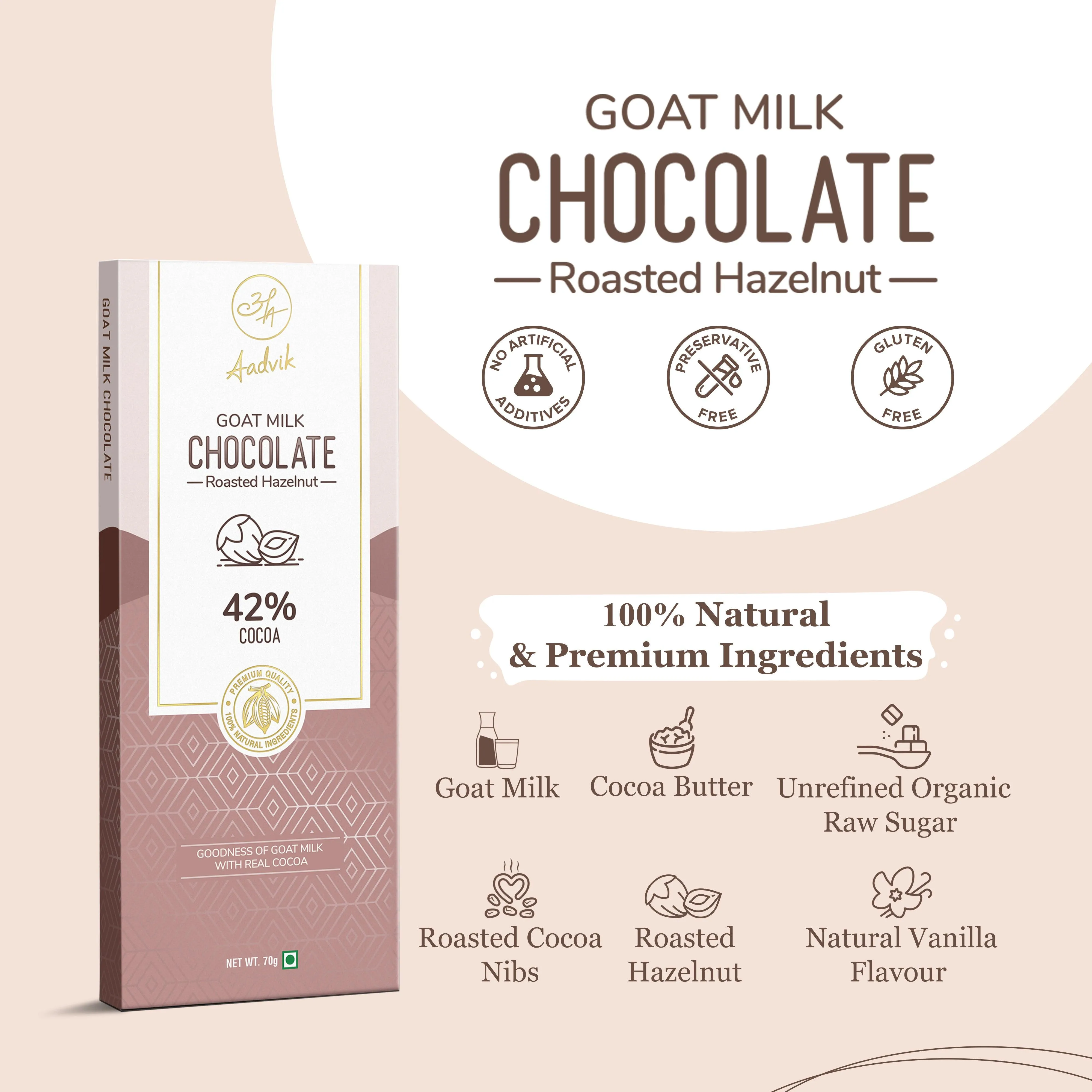 Aadvik Goat Milk Chocolate Roasted Hazelnut - Image 3