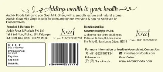 Aadvik Goat Milk Ghee Pure & Natural - Image 3