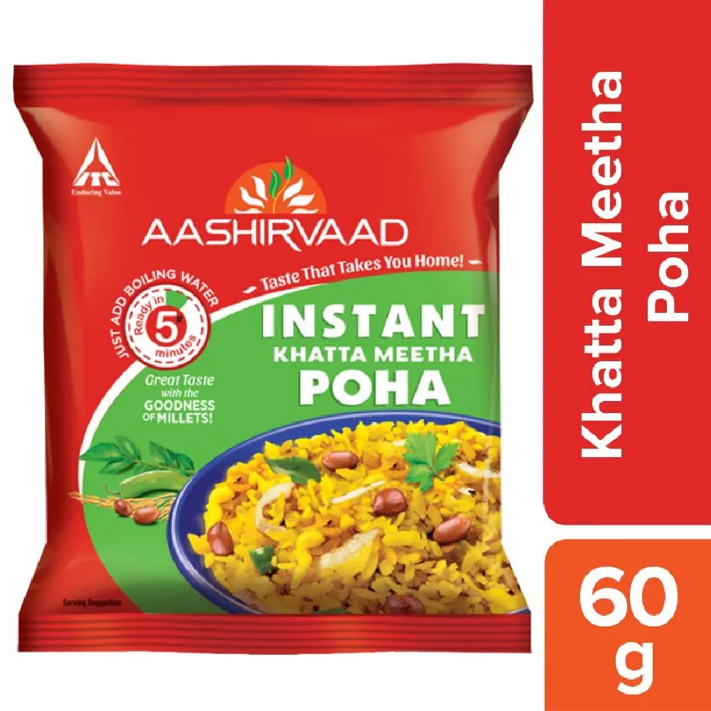 Aashirvaad Instant Khatta Meetha Poha Ready To Eat, Wholesome Breakfast, Fibre Rich