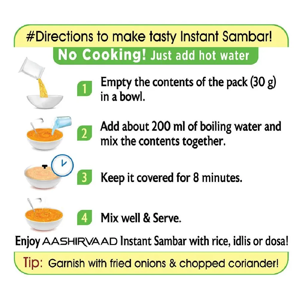 Aashirvaad Instant Sambhar With Added Vegetables - No Cooking, Just Add Hot Water - Image 7