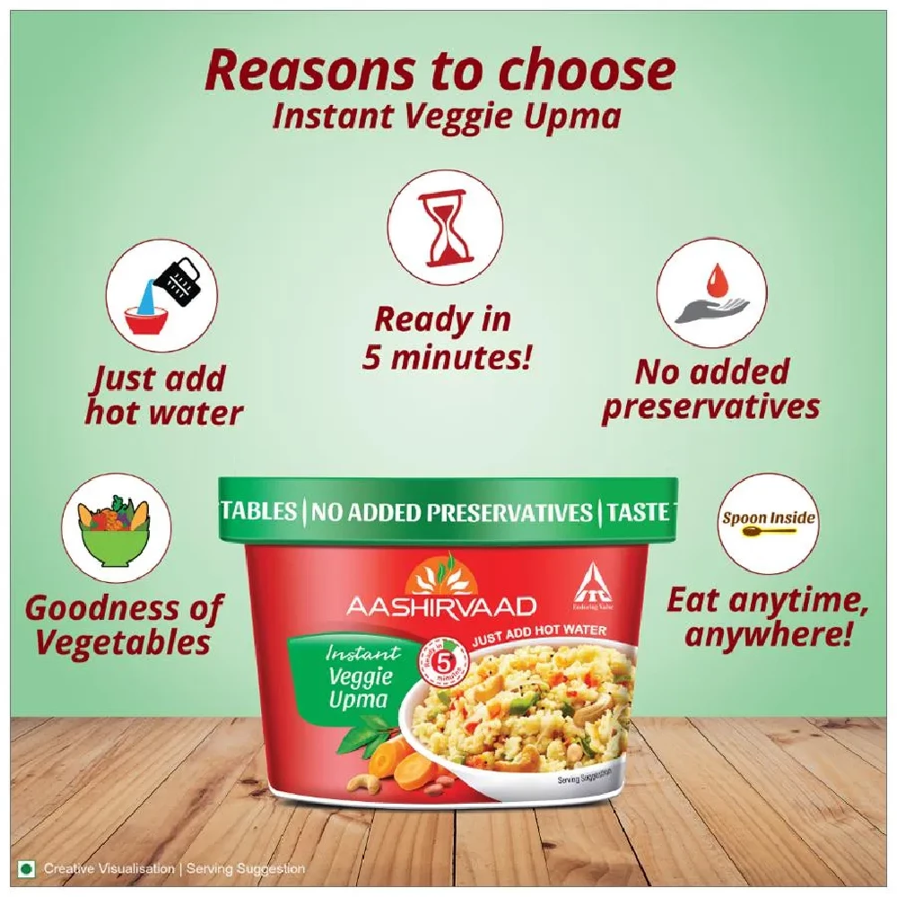 Aashirvaad Instant Veggie Upma - Healthy Breakfast - Image 8
