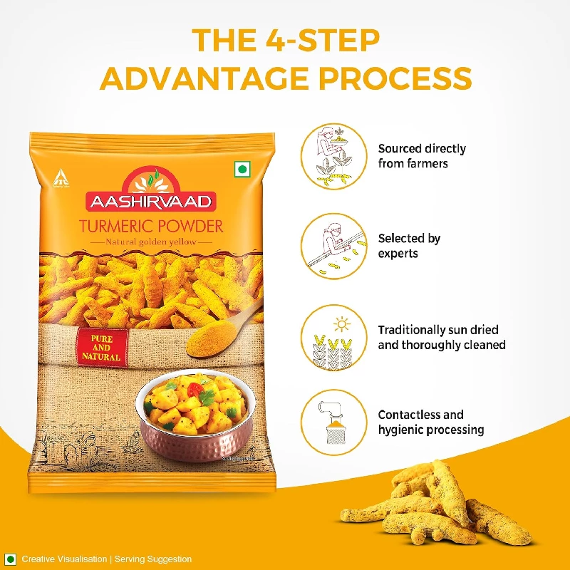 Aashirvaad Turmeric Powder Natural Golden Turmeric Powder with No Added Flavours and Colours - Image 3