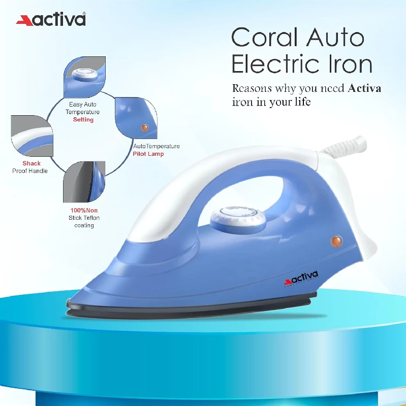 Activa Plastic Coral 900 Watts Dry Iron - Image 3