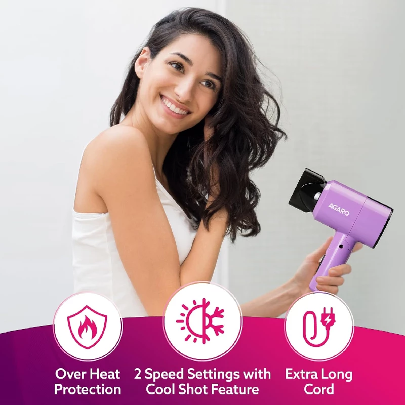 Agaro Hair Dryer Foldable-Purple - Image 2