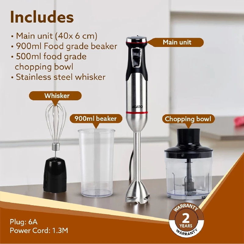 Agaro 1500 Watts Royal Hand Blender & Chopper - Image 3