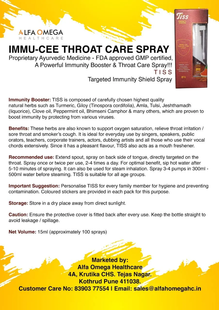 Alfa Omega Tiss Immunity Booster Immu-Cee Throat Care Spray - Image 6