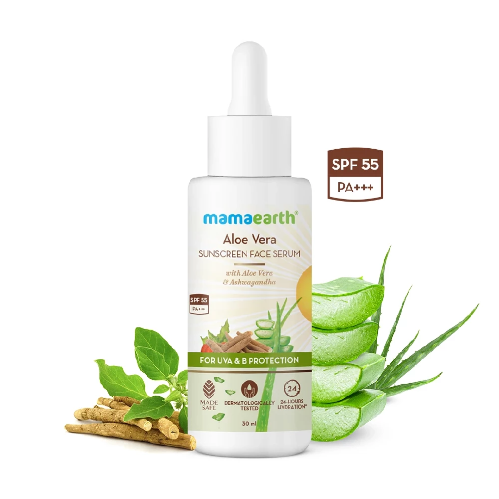 Aloe Vera Sunscreen Face Serum with Aloe Vera & Ashwagandha for UVA & B Protection - Image 1