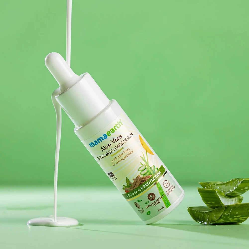 Aloe Vera Sunscreen Face Serum with Aloe Vera & Ashwagandha for UVA & B Protection - Image 2