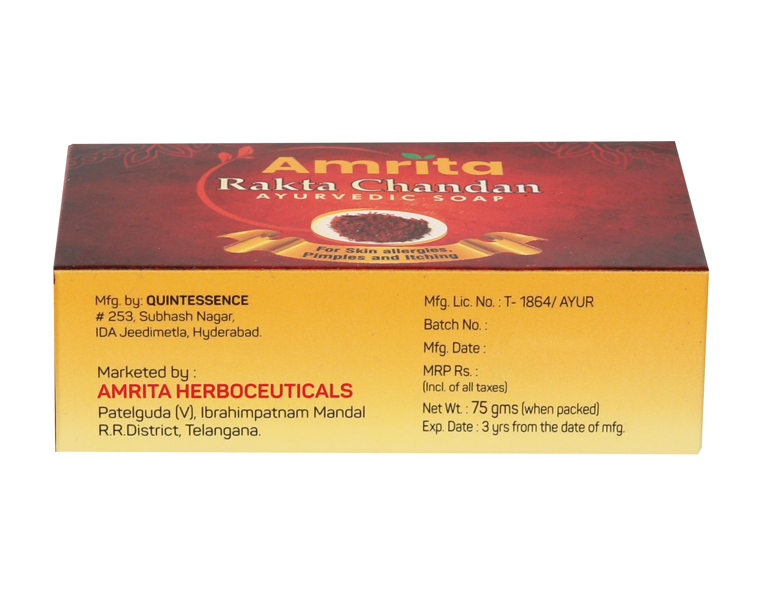 Amrita Rakta Chandana Soap (Pack of 3) - Image 4