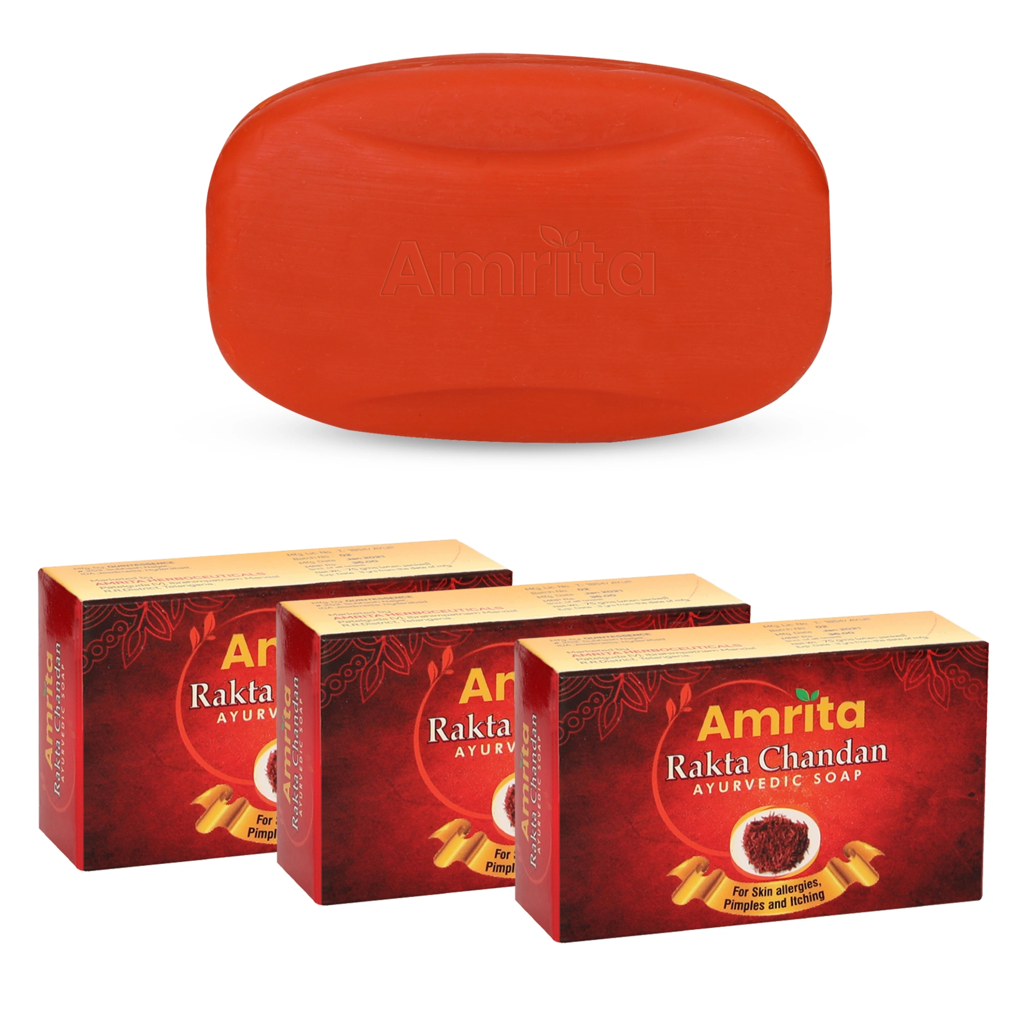 Amrita Rakta Chandana Soap (Pack of 3) - Image 6
