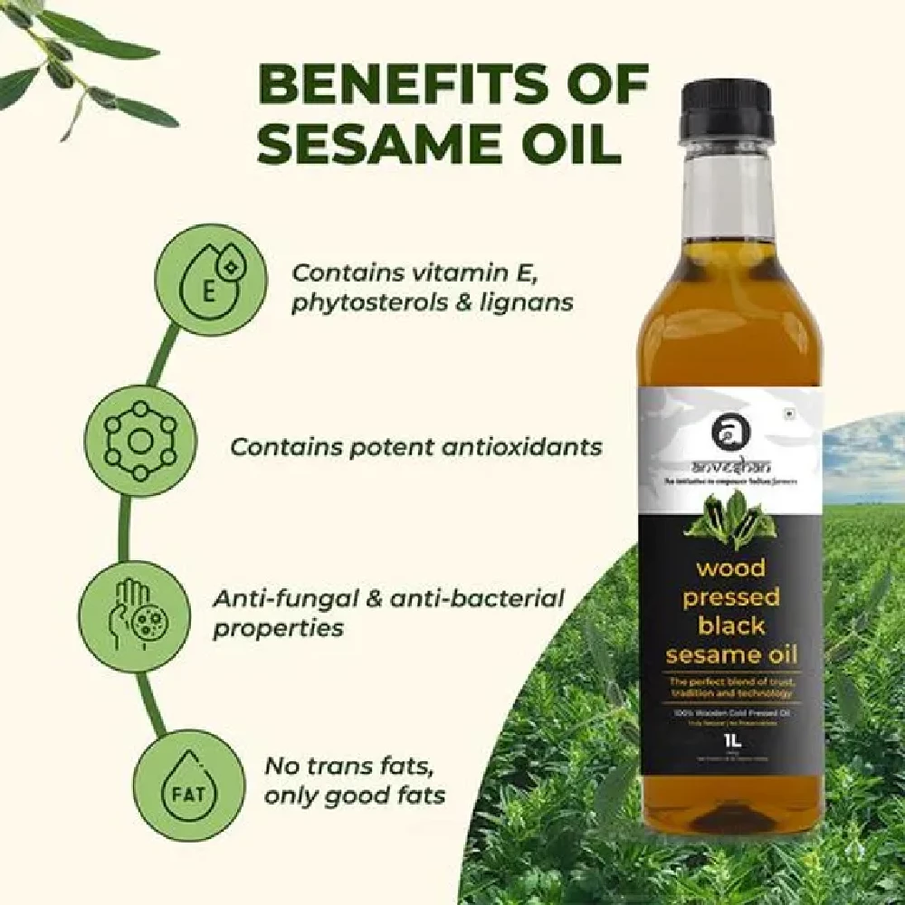 Anveshan Wood Cold Pressed Black Sesame/Gingelly Cooking Oil - Image 5