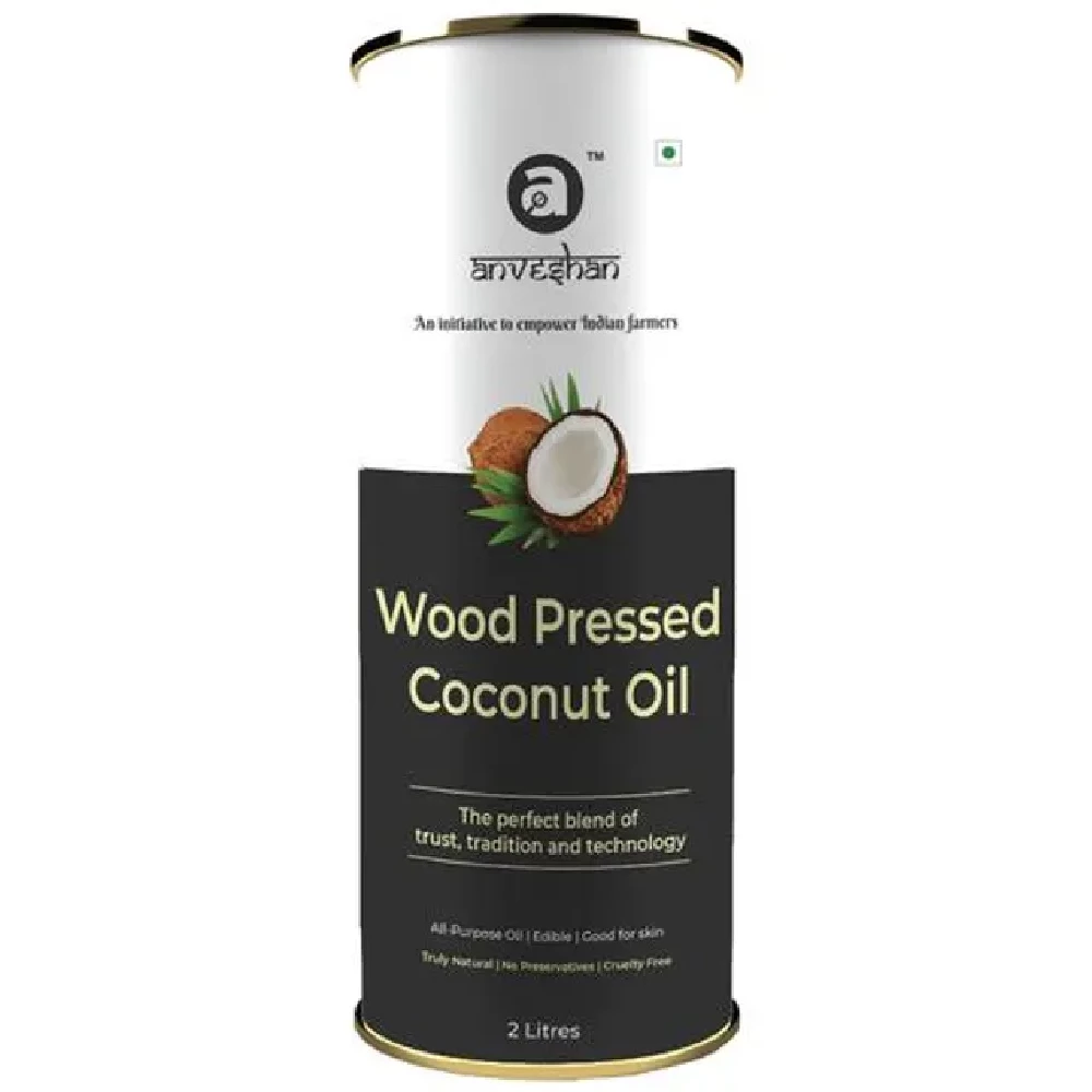 Anveshan Wood Cold Pressed Coconut Oil - For Hair, Skin, Cooking