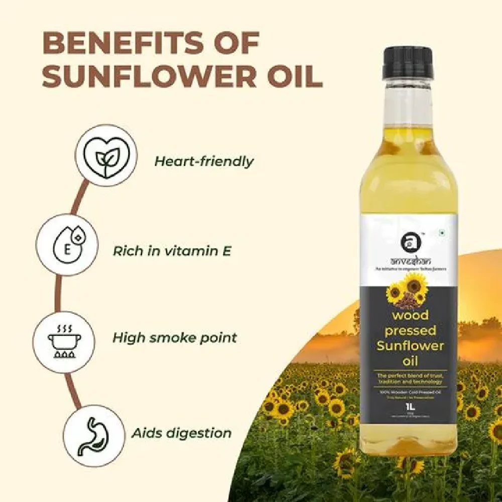 Anveshan Wood Cold Pressed Sunflower Cooking Oil - Heart-Healthy Good Fats - Image 13