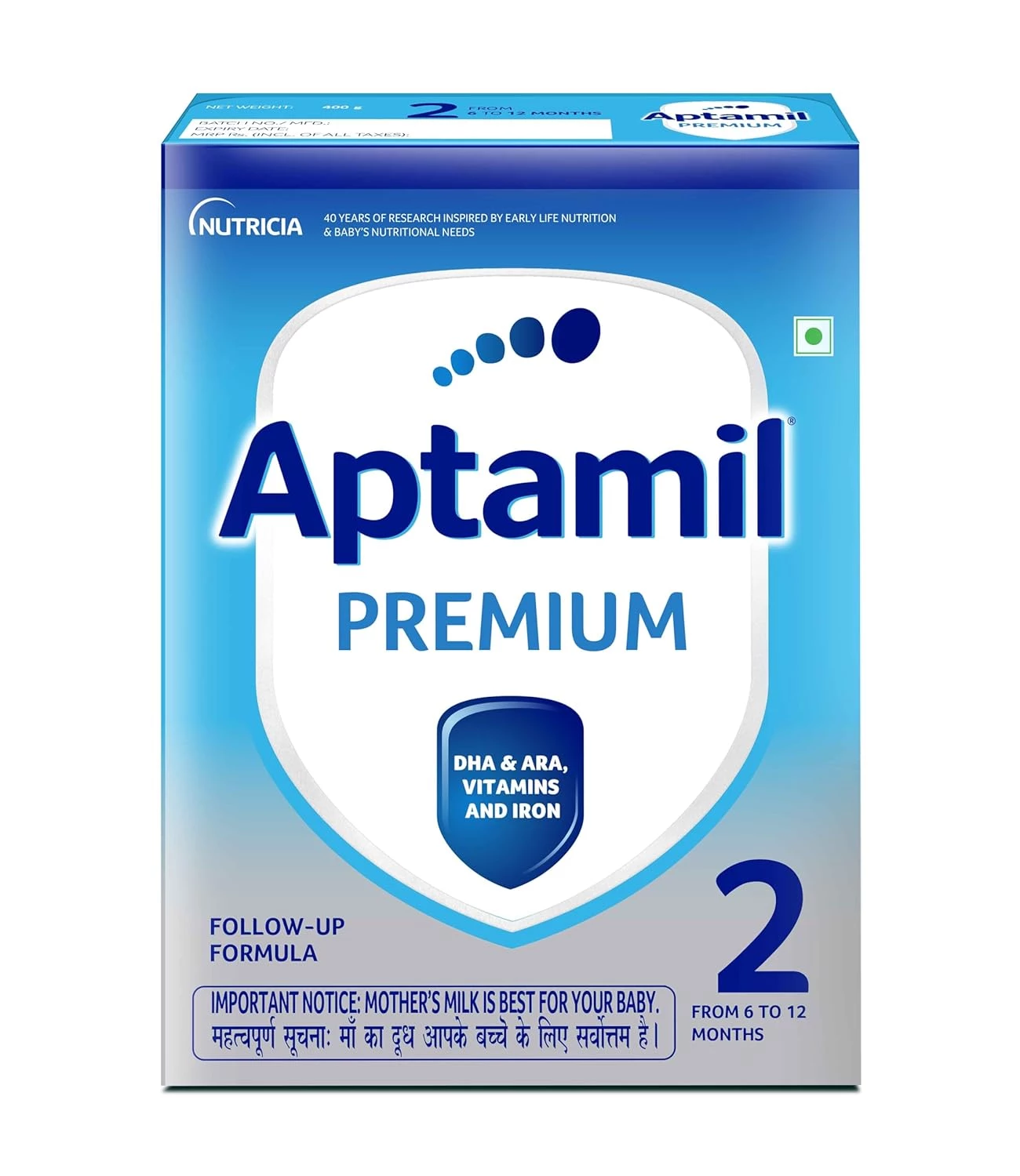 Aptamil Premium Infant Formula Milk Powder for Babies-Stage 2 For 6-12 Months Aptamil Premium Infant Formula Milk Powder for Babies-Stage 2 For 6-12 Months-Pack Size-400 g