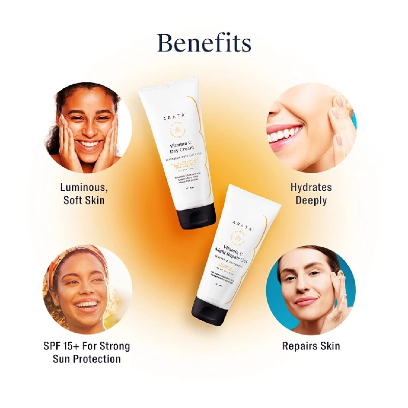 Arata 24x7 Vitamin C Protection With Vitamin C Day Cream & Vitamin C Night Repair Gel - Image 3