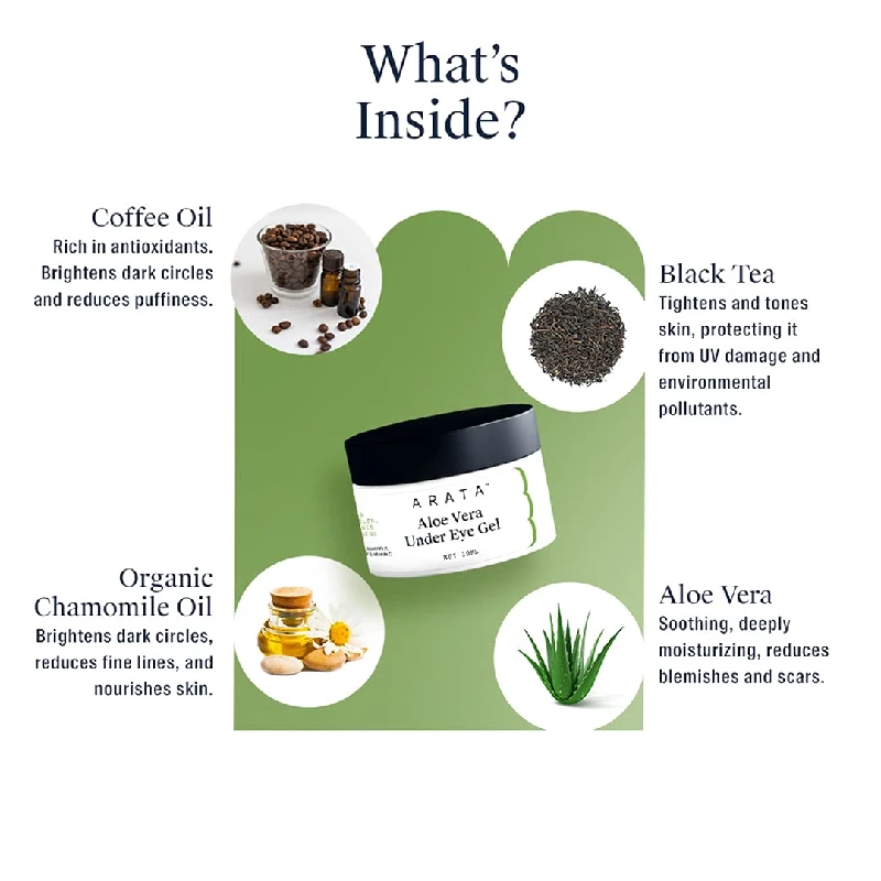 Arata Aloe Vera Under Eye Gel For Dark Circles, Fine Lines & Puffiness - Image 3