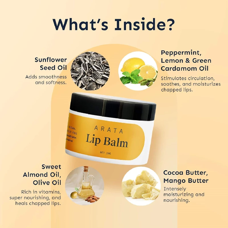 Arata Natural Lip balm for dry, chapped lips with Intense Moisturizing - Image 3