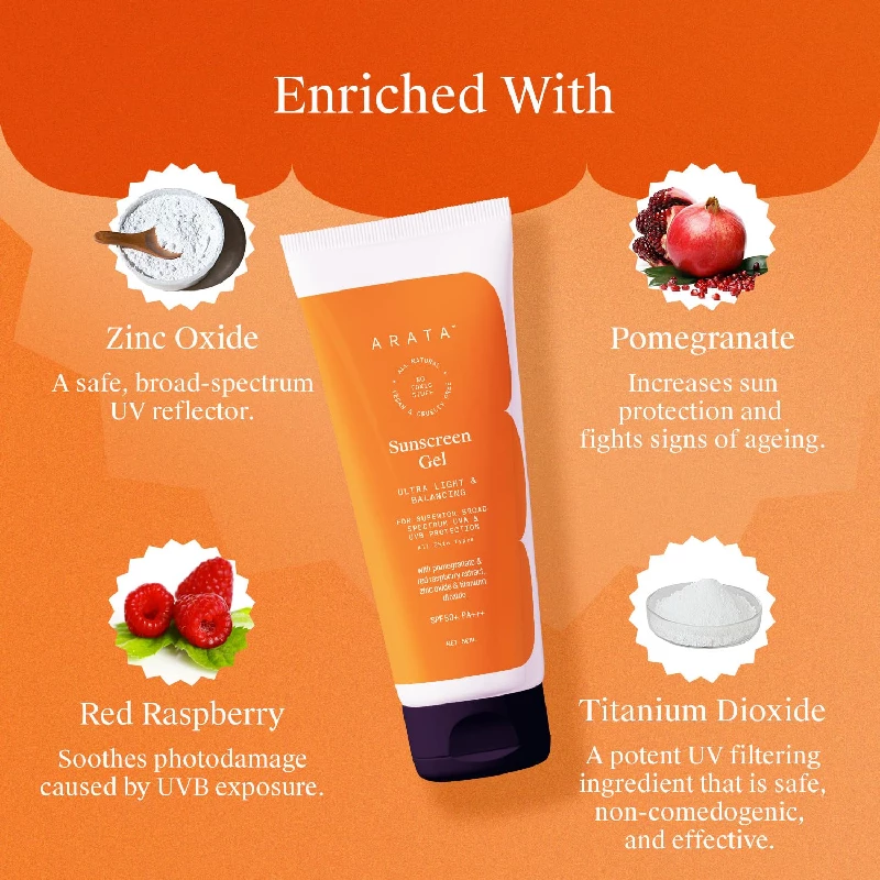 Arata SPF 50+ PA+++ Lightweight Sunscreen Gel Cream - Image 4