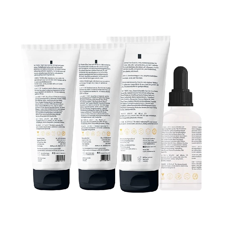 Arata Vitamin C Overnight Face Care Regime With Vitamin C Oatmeal Scrub, Face Serum, Day Cream & Night Repair Gel - Image 2