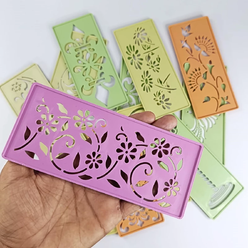 Ascension 12 Assorted Design Border Rangoli Making Stencils - Image 3