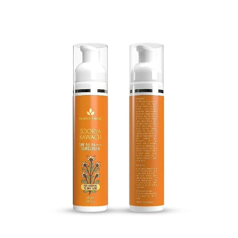 Avimee Herbal Soorya Kawach Sunscreen SPF 50 PA++++ Avimee Herbal Soorya Kawach Sunscreen SPF 50 PA++++-Pack Size-50 ml