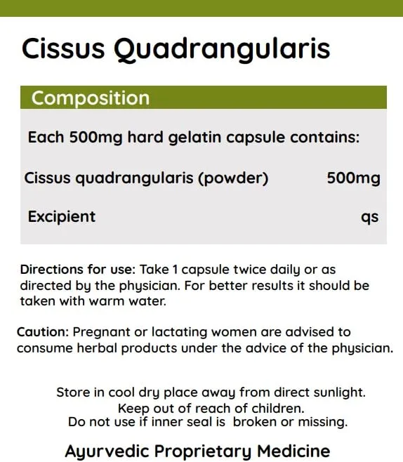 Ayurvedashree Cissus 500mg Capsules - Image 3