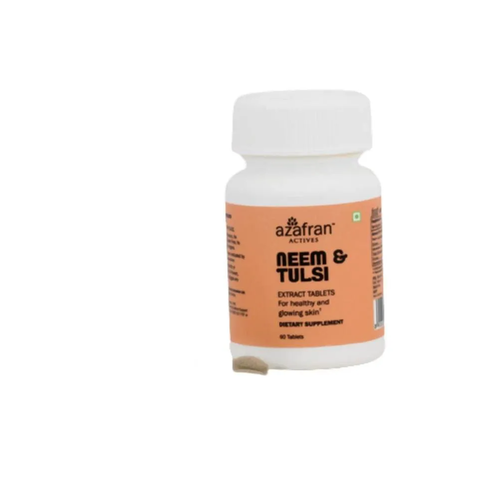 Azafran Actives Organic Neem & Tulsi Extract Tablets Azafran Actives Organic Neem & Tulsi Extract Tablets-Pack Size-60 Tablets