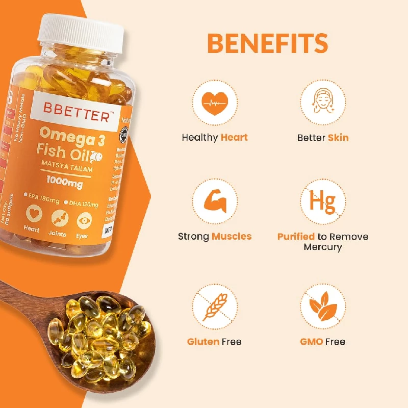 Bbetter Omega 3 Fish Oil Capsules for Women & Men - Image 2