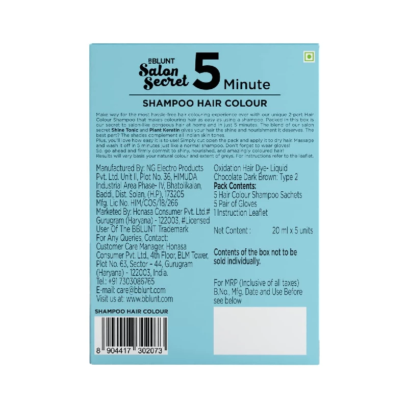 BBLUNT Chocolate Dark Brown 5 Minute Shampoo Hair Colour - Image 2