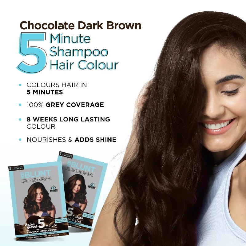 BBLUNT Chocolate Dark Brown 5 Minute Shampoo Hair Colour - Image 3