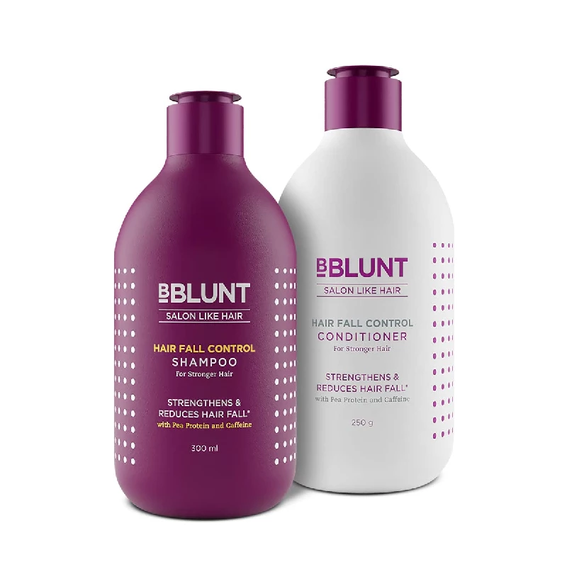 BBLUNT Hair Fall Control Shampoo & Conditioner Combo with Pea Protein & Caffeine for Stronger Hair BBLUNT Hair Fall Control Shampoo & Conditioner Combo with Pea Protein & Caffeine for Stronger Hair-Pack Size-Combo of 2