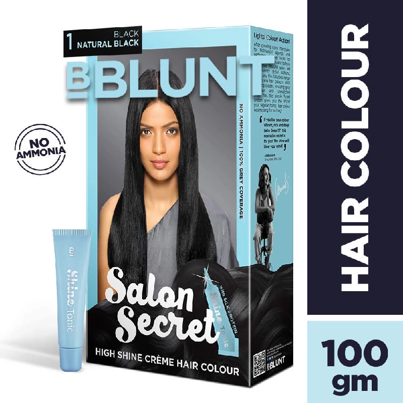 BBLUNT Salon Secret High Shine Creme Hair Color-Black Natural Black 1 & Wine Deep Burgundy 4.20 with Shine Tonic - Image 2