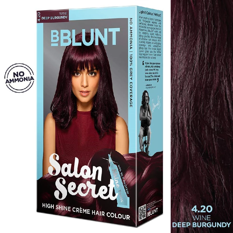 BBLUNT Salon Secret High Shine Creme Hair Color-Black Natural Black 1 & Wine Deep Burgundy 4.20 with Shine Tonic - Image 4
