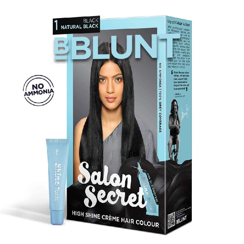 BBLUNT Salon Secret High Shine Creme Hair Colour-Chocolate Dark Brown 3 & Black Natural Black 1 With Shine Tonic - Image 5