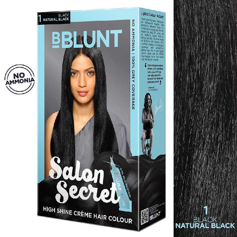 BBLUNT Salon Secret High Shine Creme Hair Colour-Chocolate Dark Brown 3 & Black Natural Black 1 With Shine Tonic - Image 6