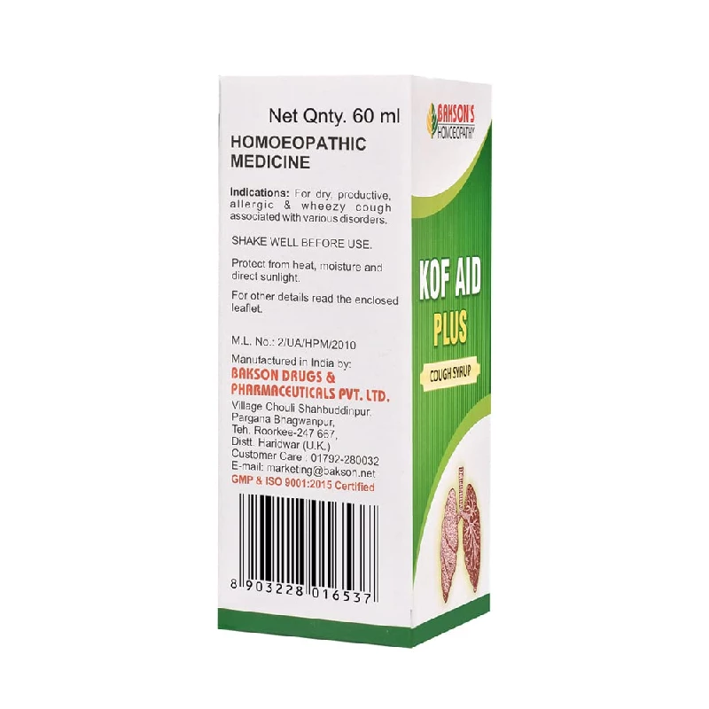 Bakson's Homeopathy Kof Aid Plus Cough Syrup Sugar Free - Image 4